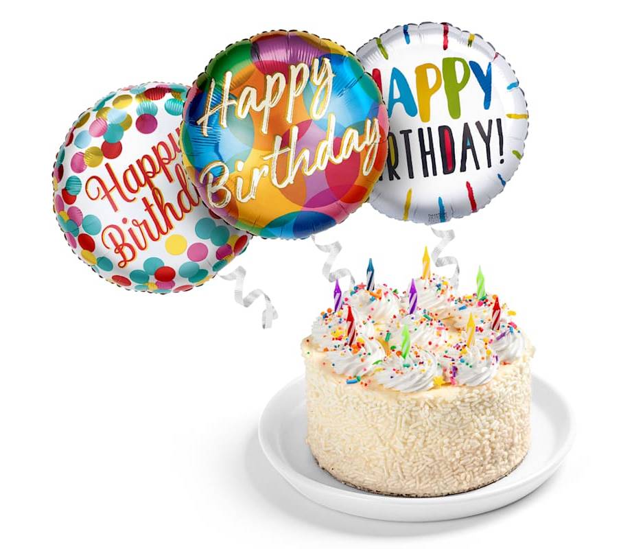 Vanilla Birthday Cake & Happy Birthday Balloon Gift Set
