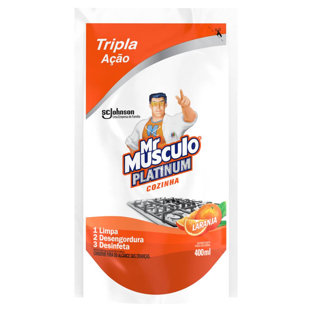 Mr. músculo refil limpador tripla ação cozinha platinum laranja (400 ml)