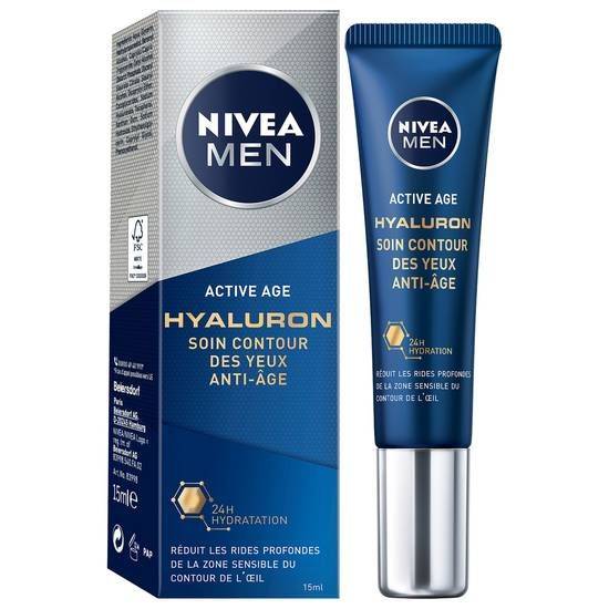 Nivea - Soin contour yeux homme  men anti age acide hyaluronique active age hyaluron 15ml