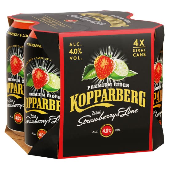 Kopparberg Strawberry-Lime, Premium Cider (4 x 330ml)