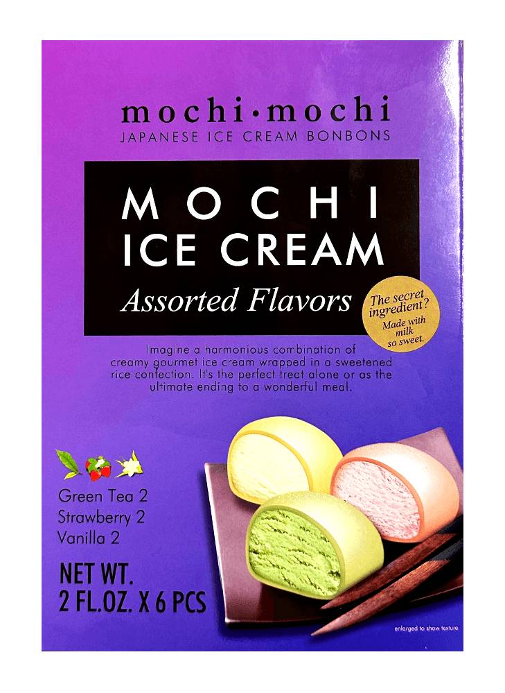 Mochi Ice Cream, Green Tea, Strawberry, Vanilla (2 fl oz, 6 ct)