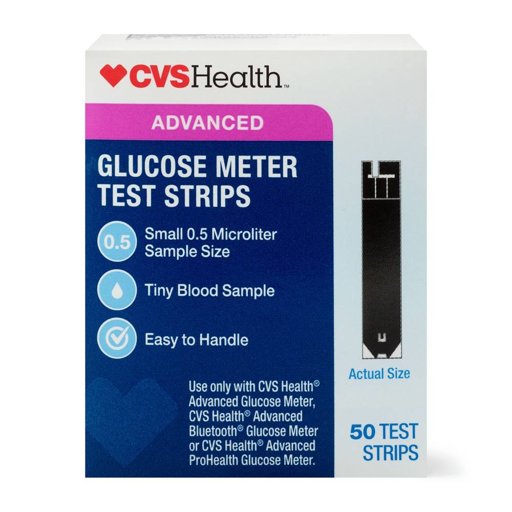 CVS Health Advanced Glucose Meter Test Strips, 50 CT