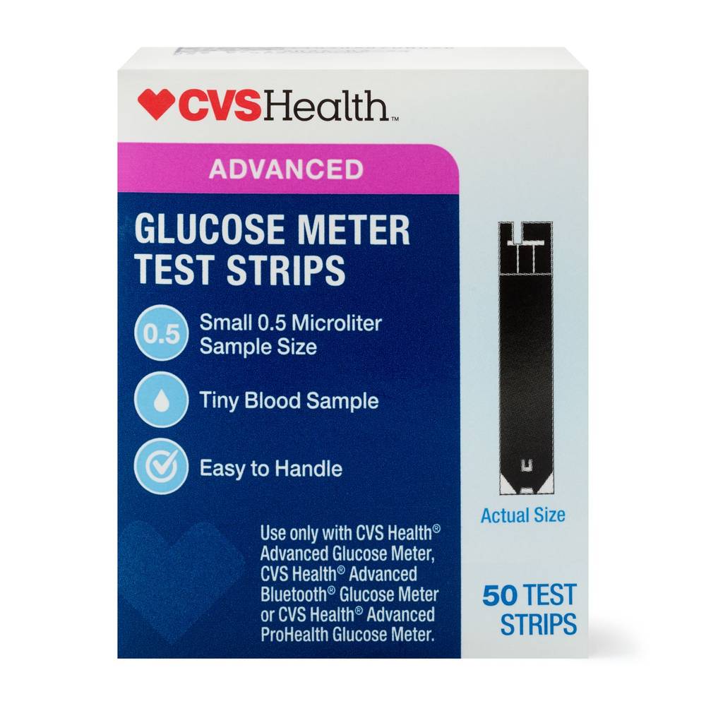 Cvs Health Advanced Glucose Meter Test Strips, 50 Ct