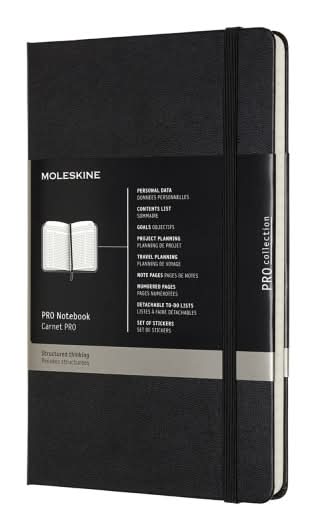 Moleskine PRO Notebook, 5" x 8-1/4", 240 Pages, Black