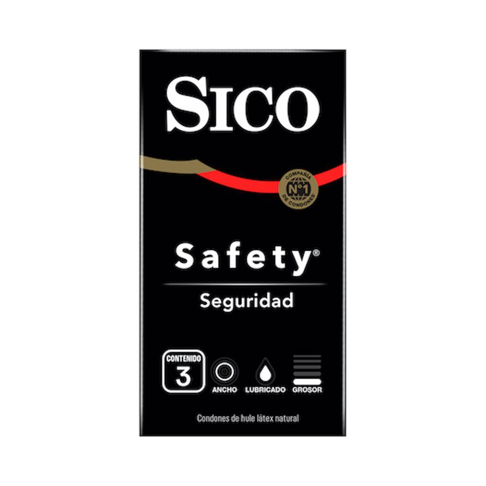 Sico condones de látex safety (caja 3 piezas)