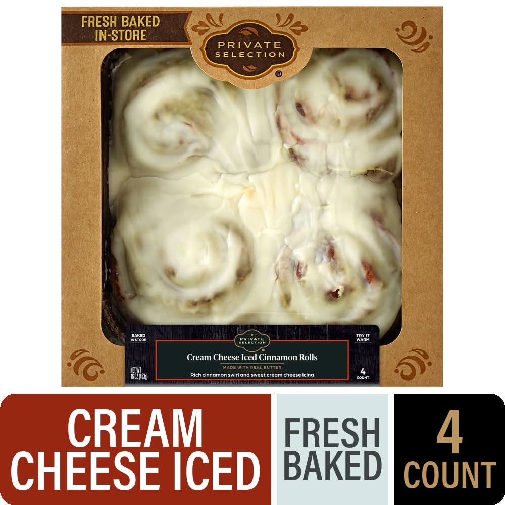 Private Selection Cinnamon Rolls, Cream Cheese Iced (16 oz, 4 ct)