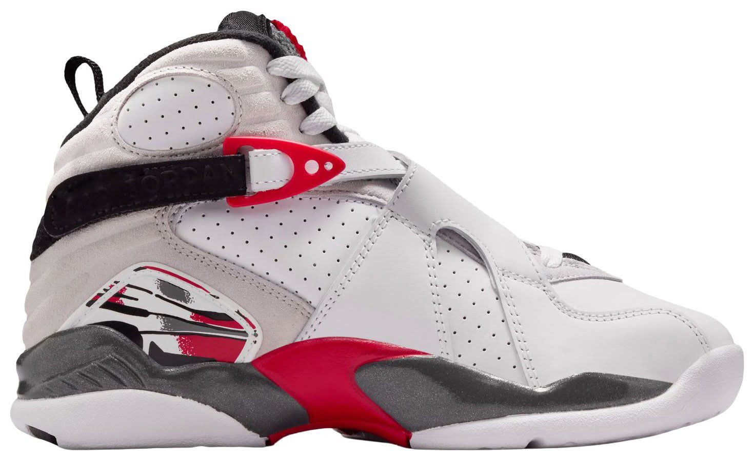 Air Jordan Kids' Grade School 8 Retro Basketball Shoes (White/Black/Red, 6.0)
