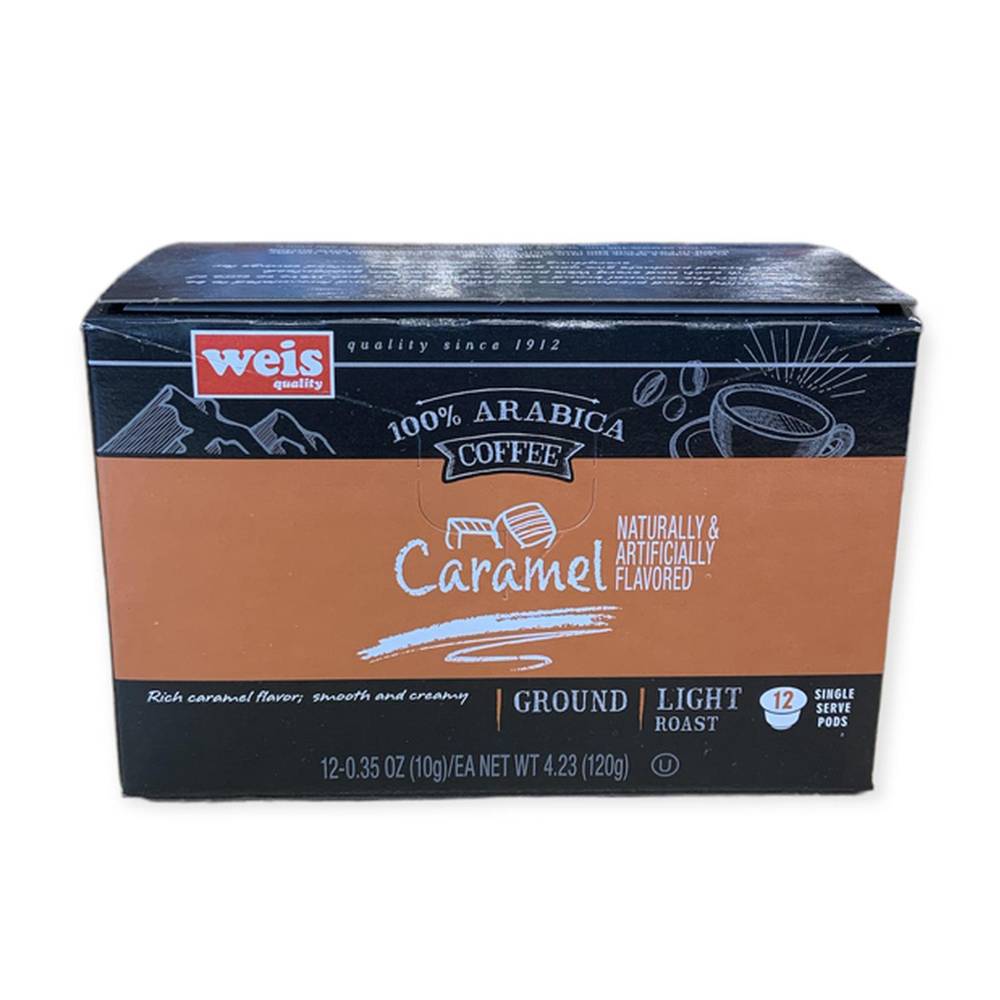 Weis 100% Arabica Light Roast Coffee Pods, Caramel (0.35 oz, 12 ct)