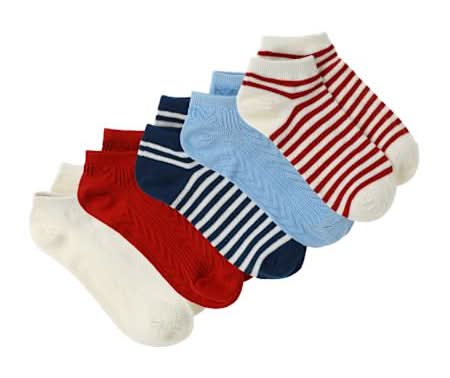 Juniors No Show Socks 5-Pairs Red/White/Blue