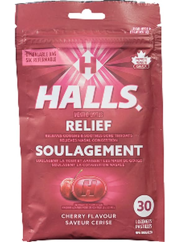 Halls Mentho-Lyptus Soulagement Cough Lozenges, Cherry (30 ct)