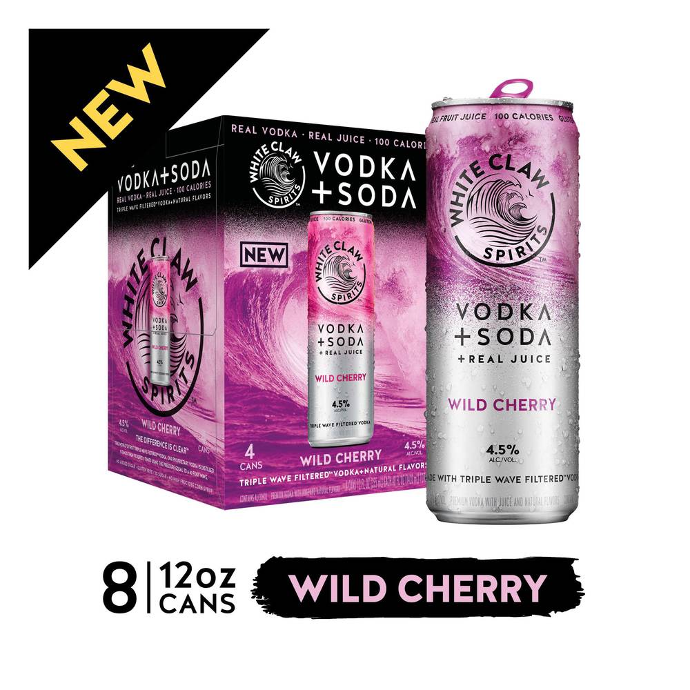 White Claw Spirits Wild Cherry Vodka + Soda (4 x 12 fl oz)