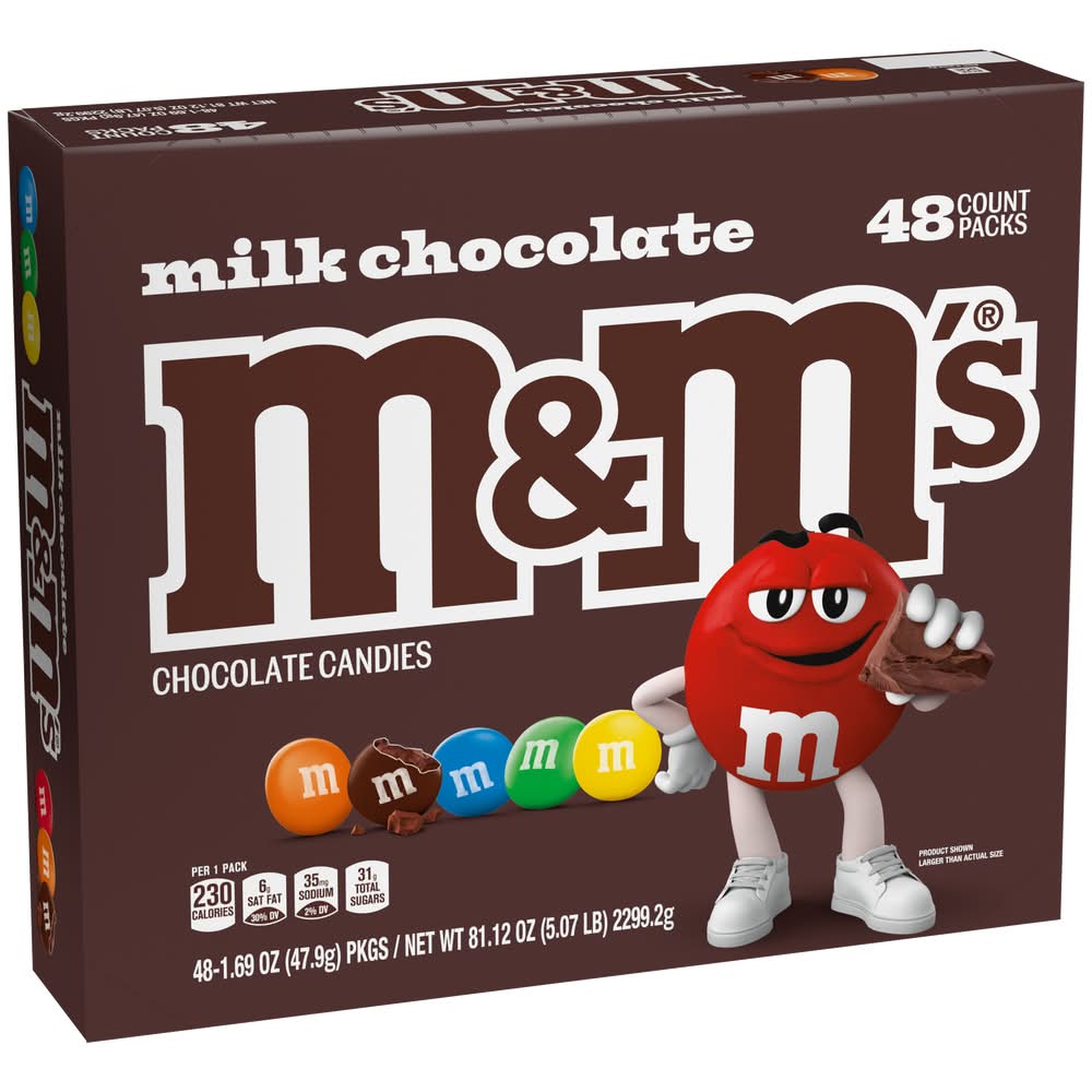 M&M's Milk Chocolate Candies pack (48 x 1.69 oz)
