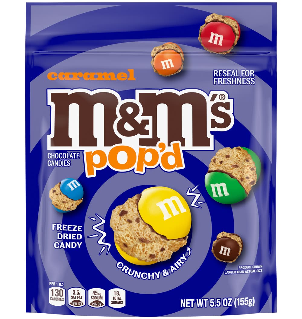 M&M's Pop'd Crunchy Freeze Dried Chocolate Candy, Caramel (5.5 oz)