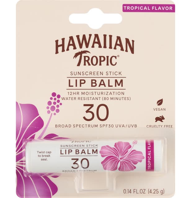 Hawaiian Tropic Lip Balm Stick Sunscreen Moisturizing Spf45+