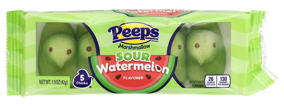 Peeps Sour Watermelon Flavored Marshmallows, 5-pc Pack.