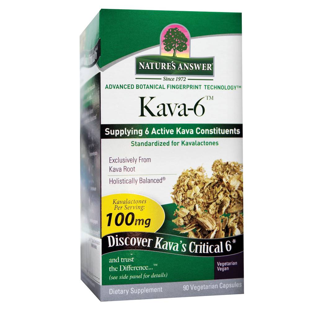 Kava-6 - Supplying 6 Active Kava Constituents - 100 Mg (90 Vegetarian Capsules)