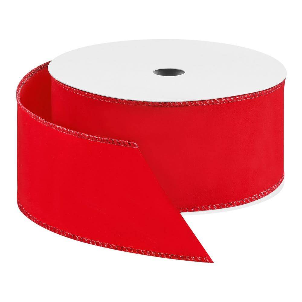 Home Accents Holiday 75 Ft Traditions Velvet Ribbon, Red