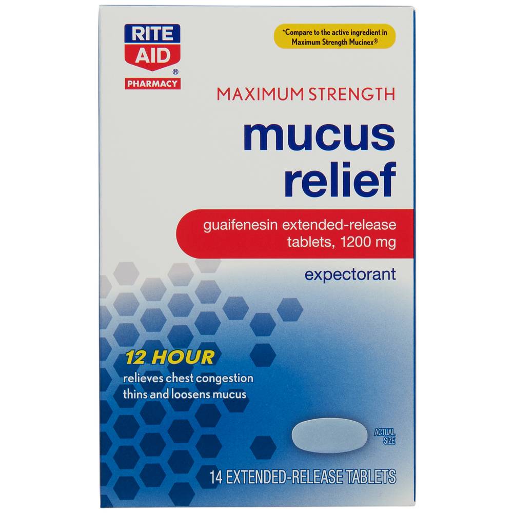 Rite Aid Maximum Strength Mucus Relief 1200mg Tablets
