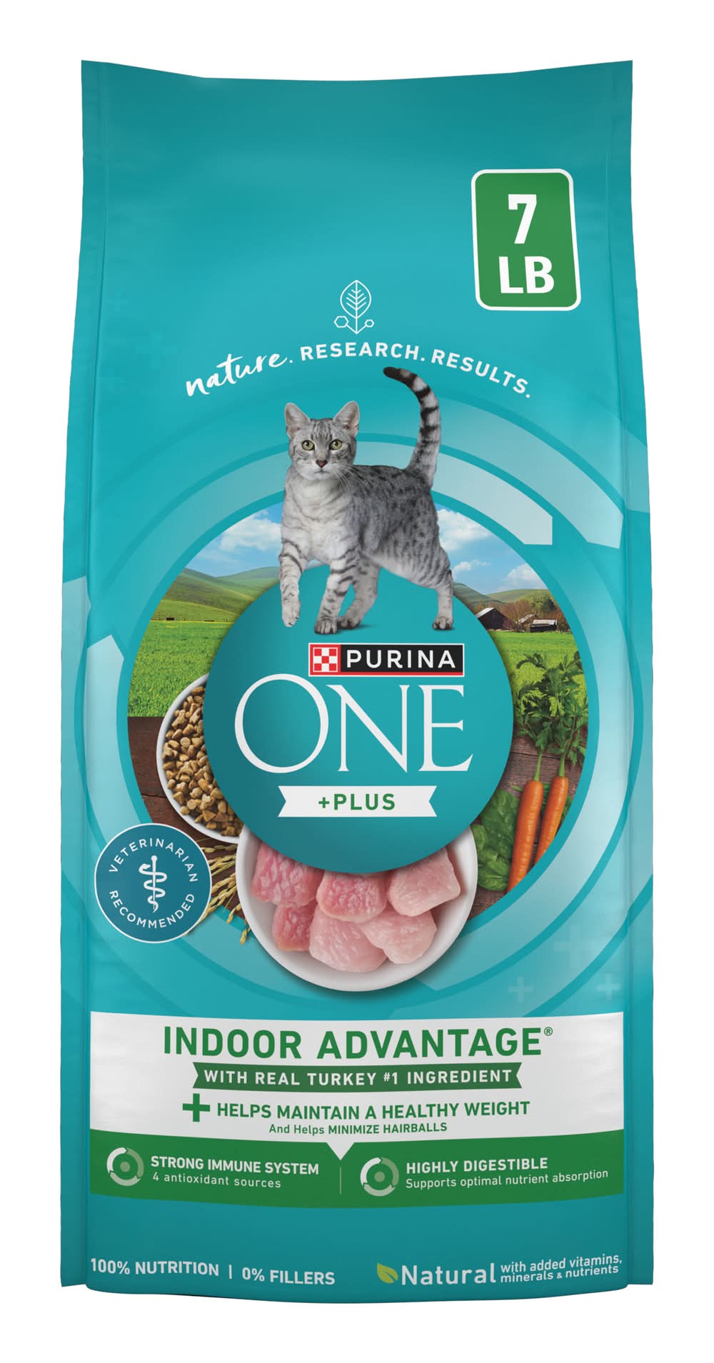 Purina One Plus Indoor Advantage Natural Dry Cat Food, Real Turkey (7 lbs)