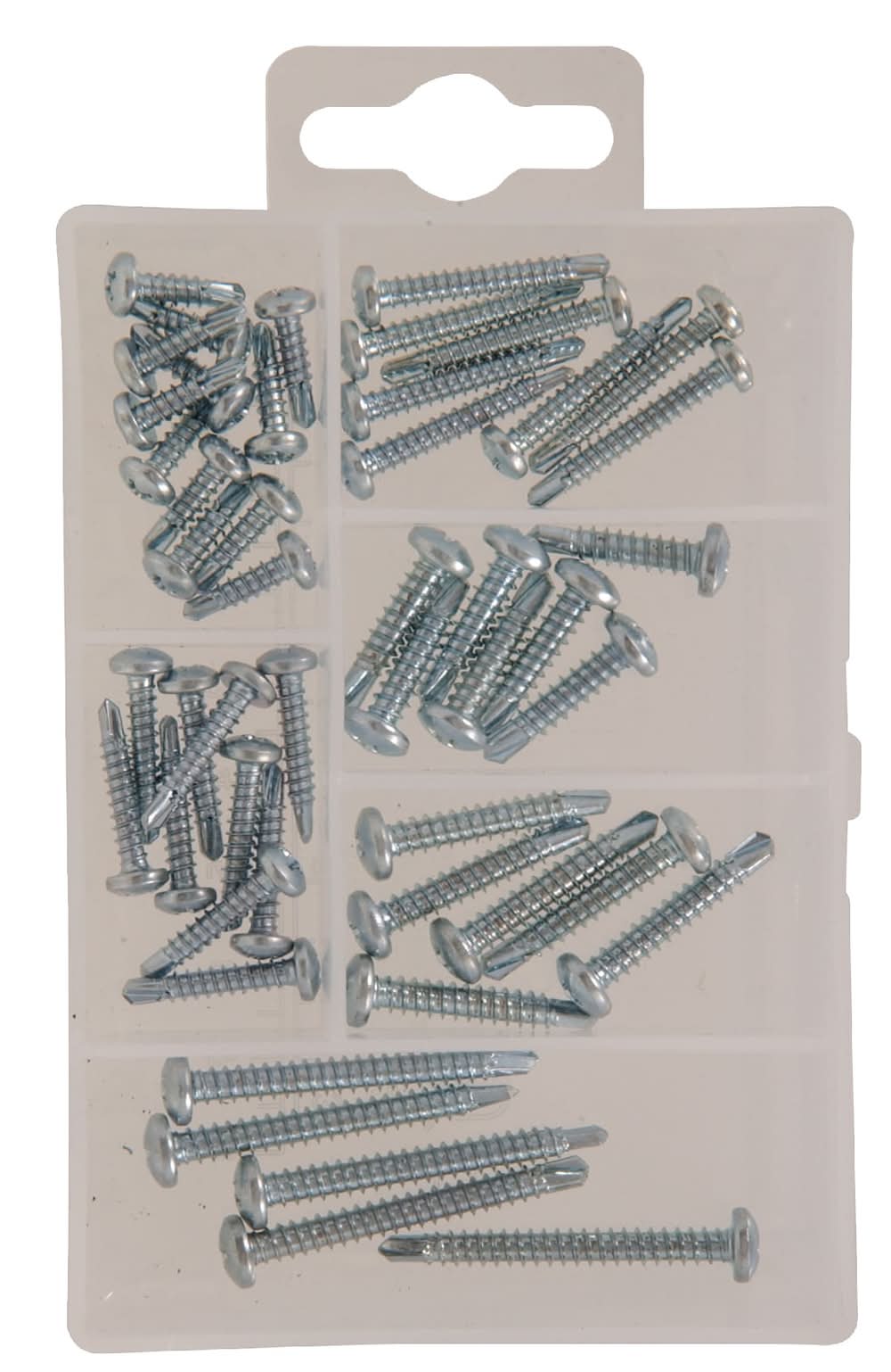 Hillman 5.9 Inch Silver Screws Pan head self-drilling screw assortment kit Kit 48 -Pack