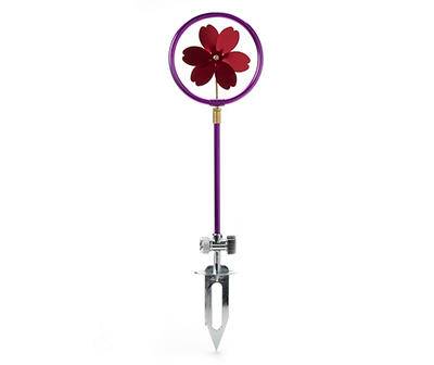 Big Lots 22" Red Flower Rotating Sprinkler With Spike Base, Purple