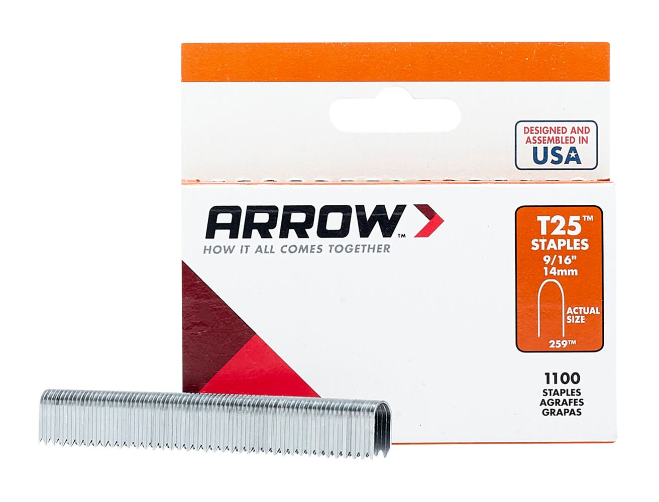 Arrow T25 1/4 In. W X 9/16 In. L 18 Ga. Round Crown Wire Staples 1100 Pk