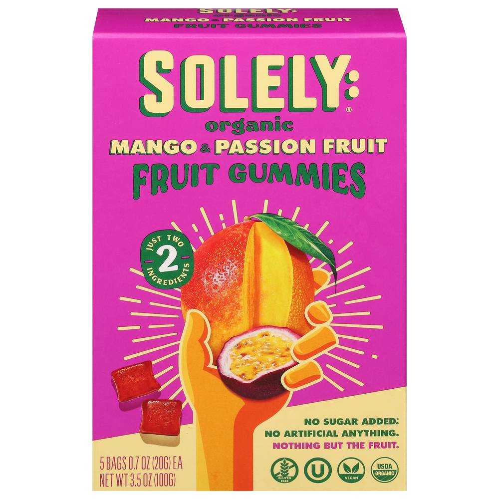 Solely Organic Whole Fruit Gummies, Mango-Passion (3.5 oz, 5 ct)