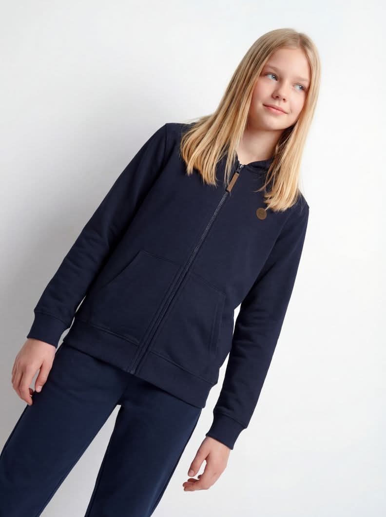 Hemis · Polerón infantil con cierre y gorro - L - Azul Petróleo