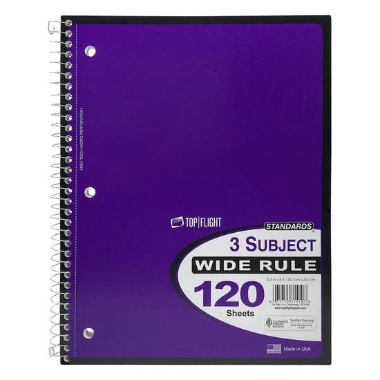 Top Flight Standards 3-subject Wide Rule 120 Sheets (1 notebook)