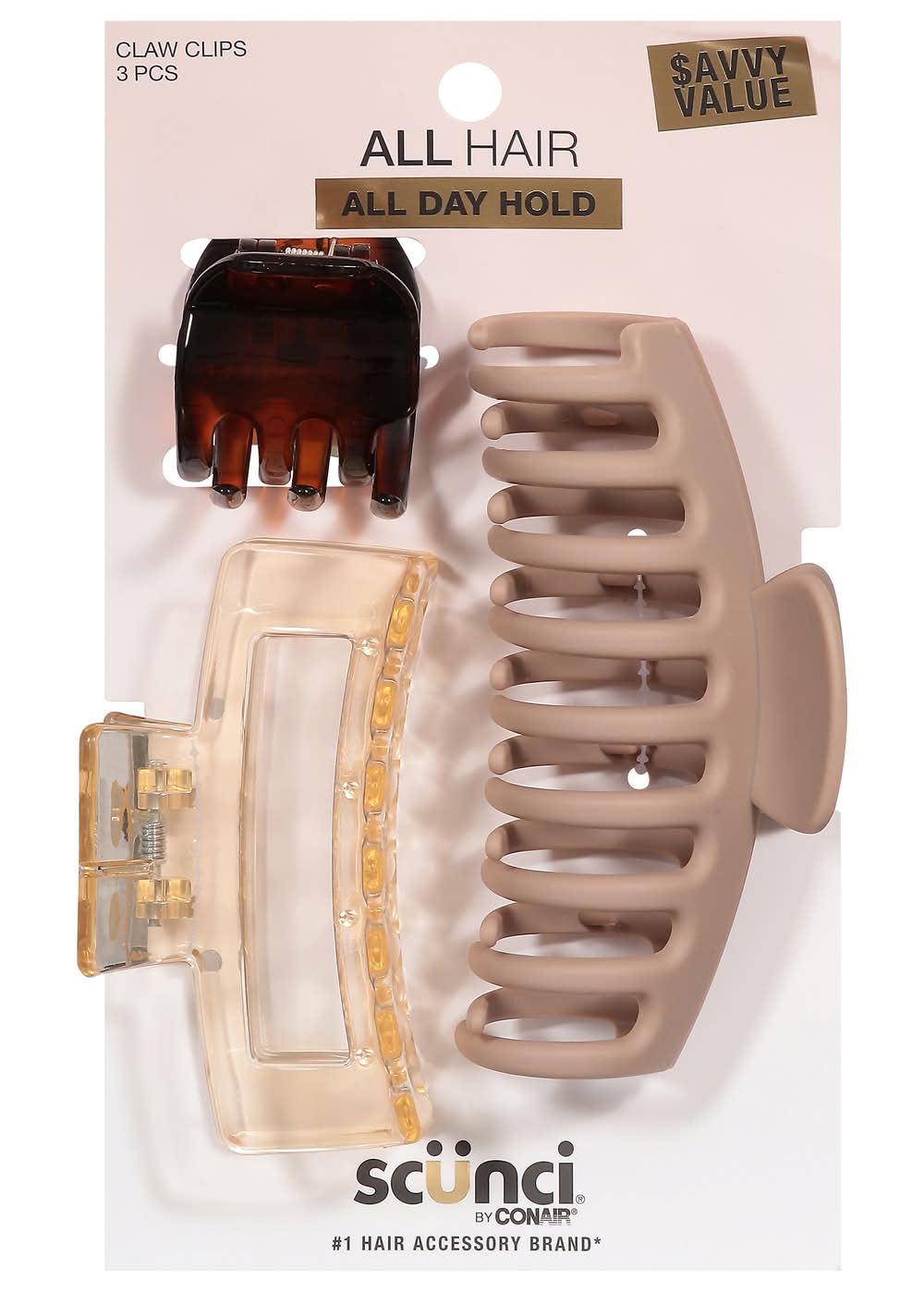 Scunci Claw Hair Clips (3 ct)