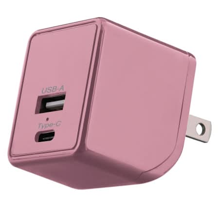 USB & USB-C Dual Wall Charger 3.1 Amp Pink