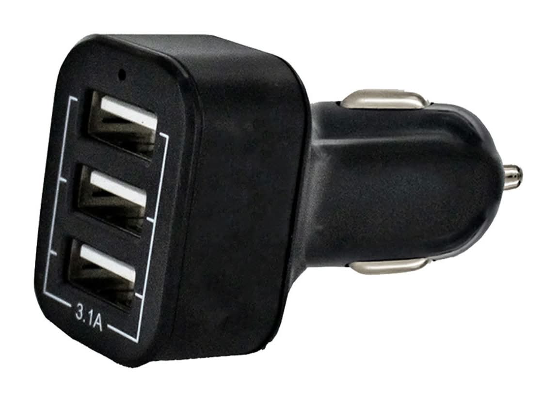 Wireless Gear 3 Port Usb Car Charger, Black
