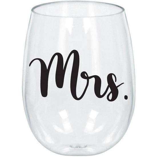 Mrs. Stemless Wine Glass, 17.9oz - Wedding