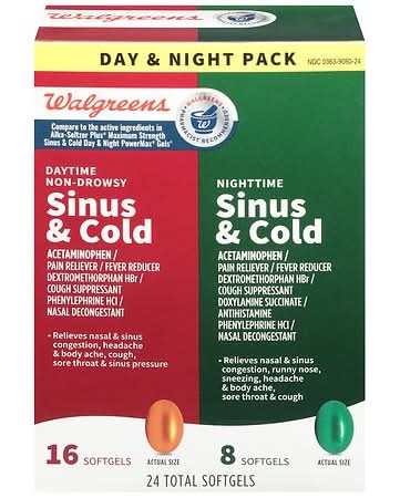 Walgreens Non-Drowsy Daytime and Nighttime Sinus & Cold Softgels