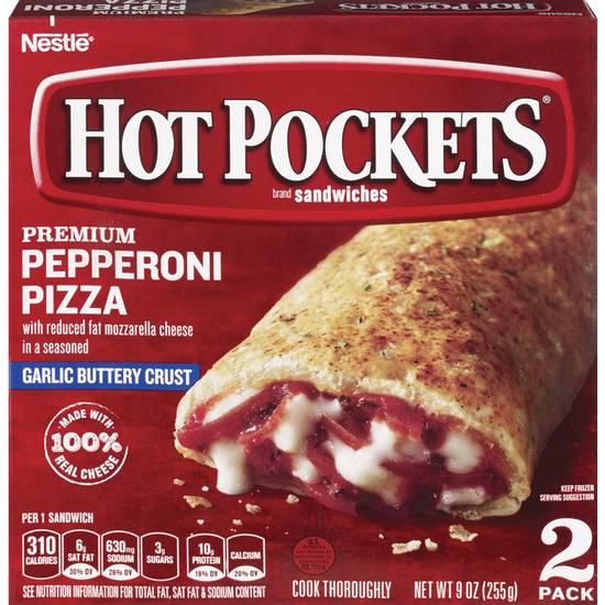 Hot Pockets Frozen Sandwiches Premium Pepperoni Pizza 2-Pack