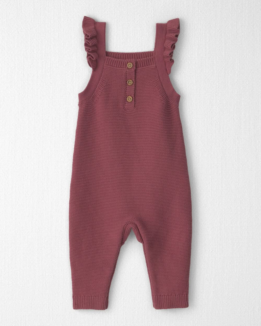 Baby Girl Organic Cotton Sweater Knit Overalls - Maroon - 12M