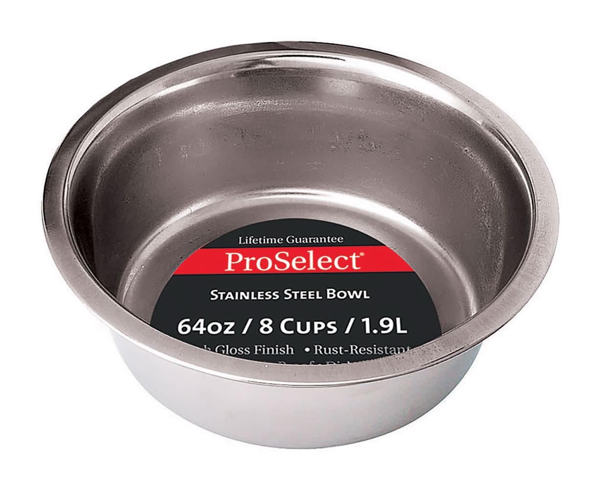 Hilo Proselect Silver Plain Stainless Steel 64 Oz Pet Dish For Dogs