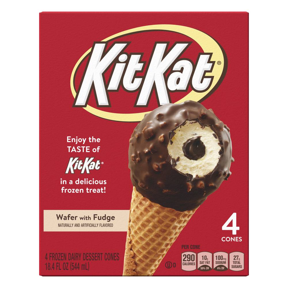 Kit Kat Wafer With Fudge Dairy Dessert Cones (4 ct)