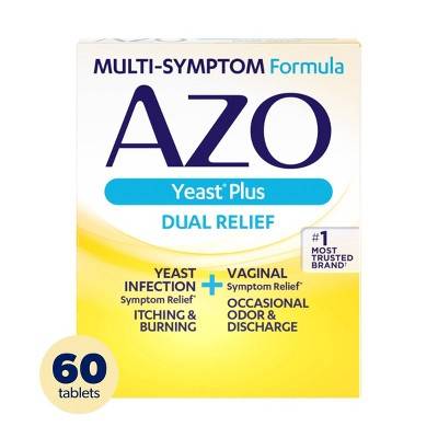 AZO Yeast Plus Dual Relief, Yeast Infection + Vaginal Symptom Relief - 60ct