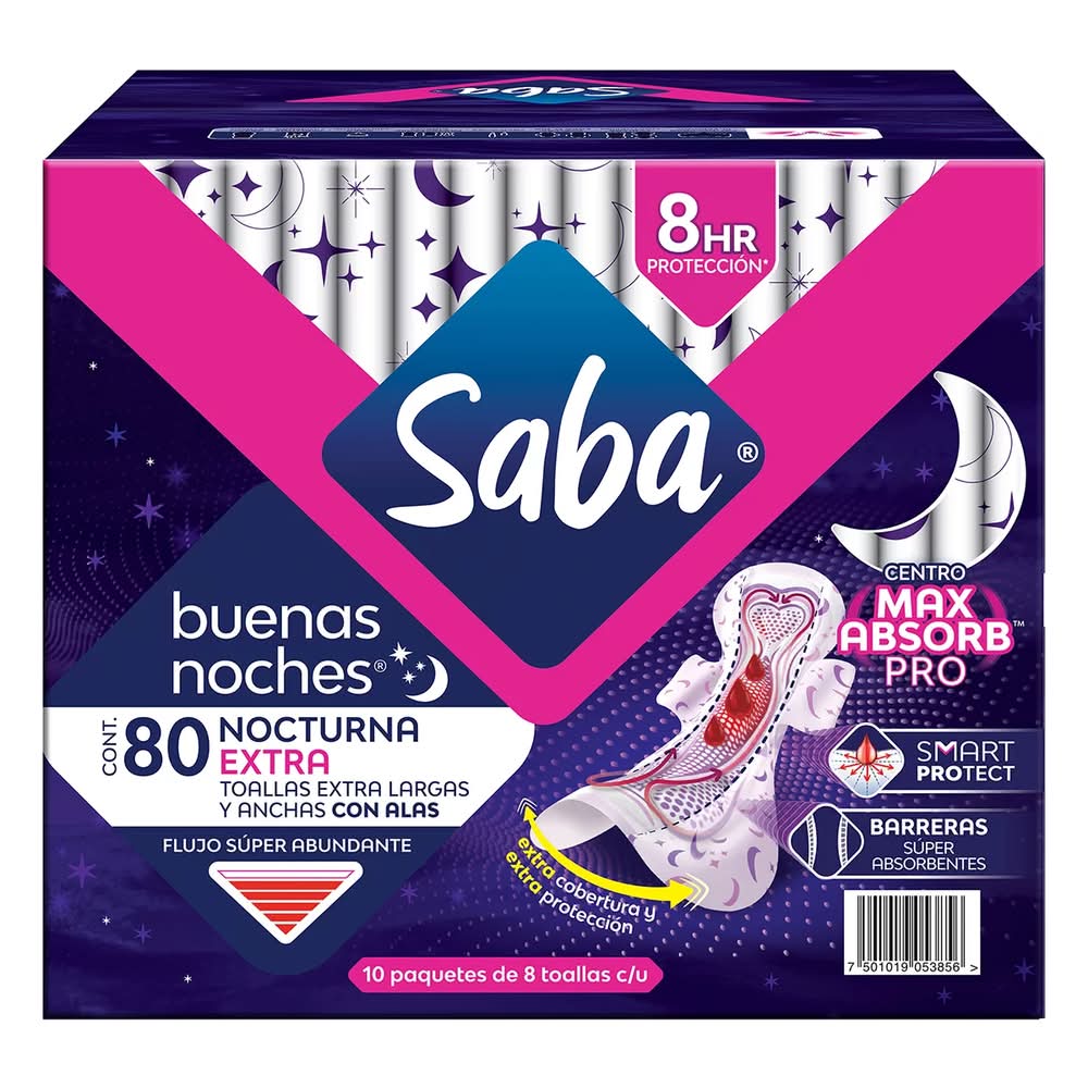 Saba · Toallas nocturnas con alas, Extra Largas (80 un)
