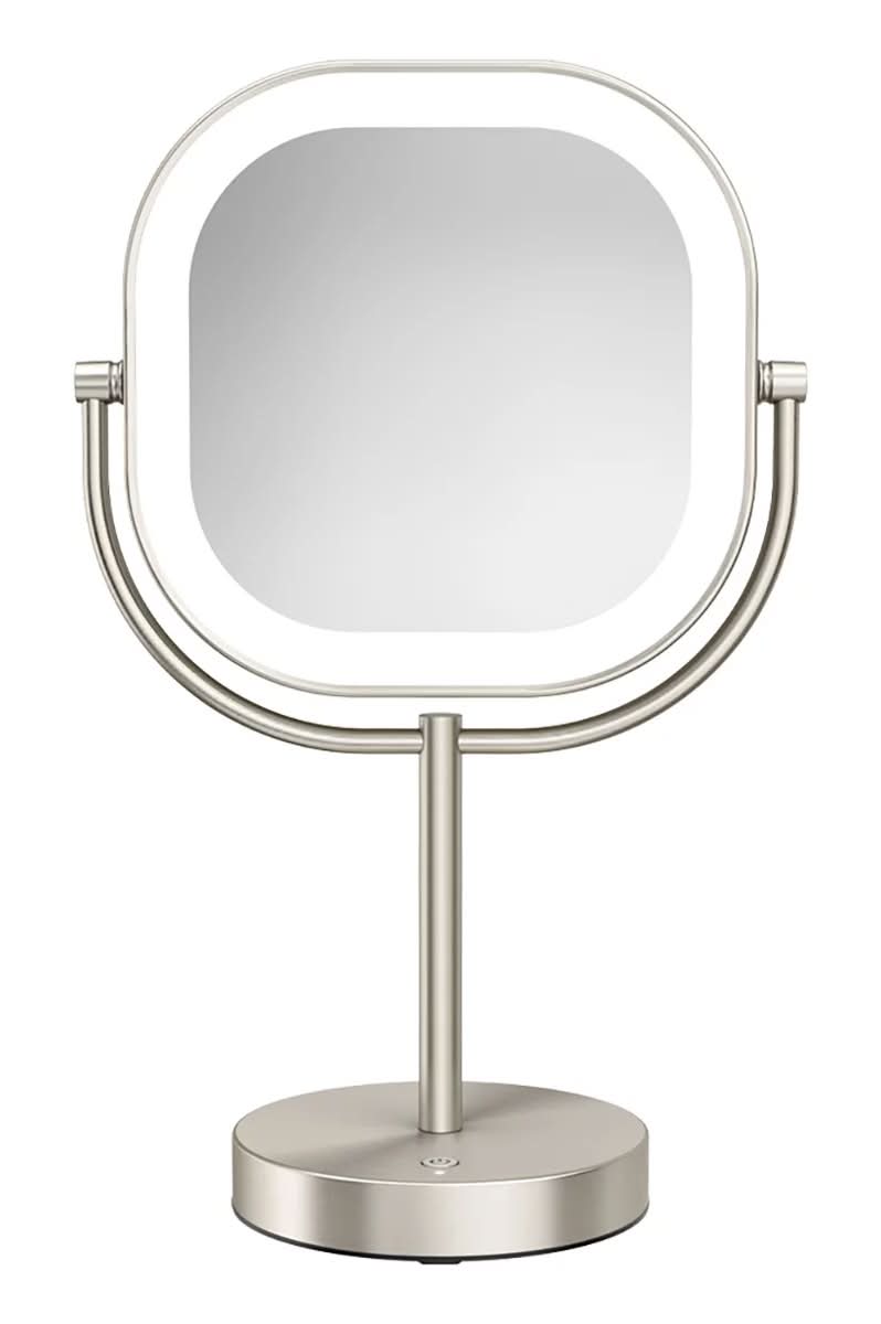 Conair · Espejo rectangular de tocador de doble cara recargable con luz led, 40x40 cm