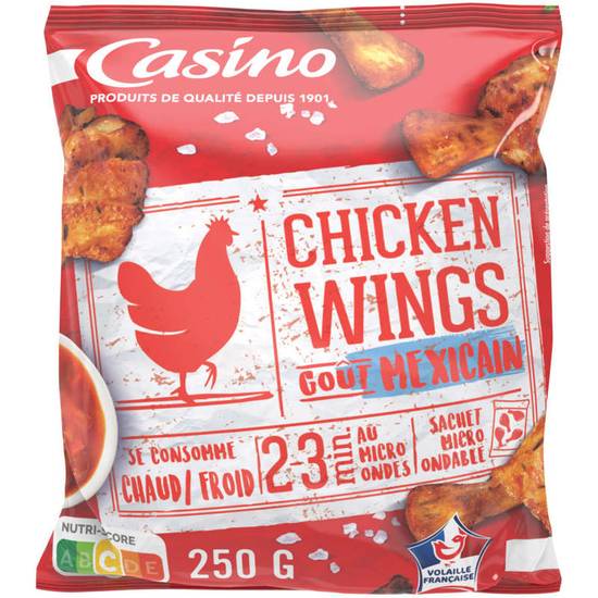 CASINO - Chicken wings - Ailes de poulet marinées et rôties - Goût mexicain - 250g