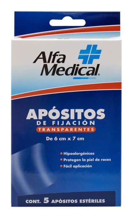 Alfa Medical · Apósitos de fijación transparente, 6x7 cm (5 un)