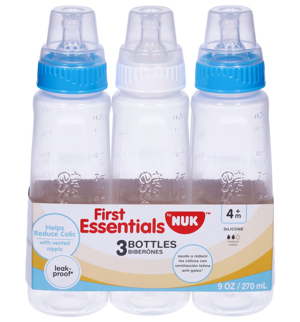 NUK First Essential 4+ Months Medium Feeding Bottles (3.6 oz)