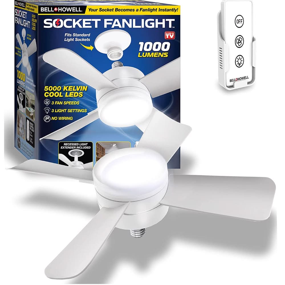 Bell & Howell 15 In. Matte White Led Indoor Socket Fanlight