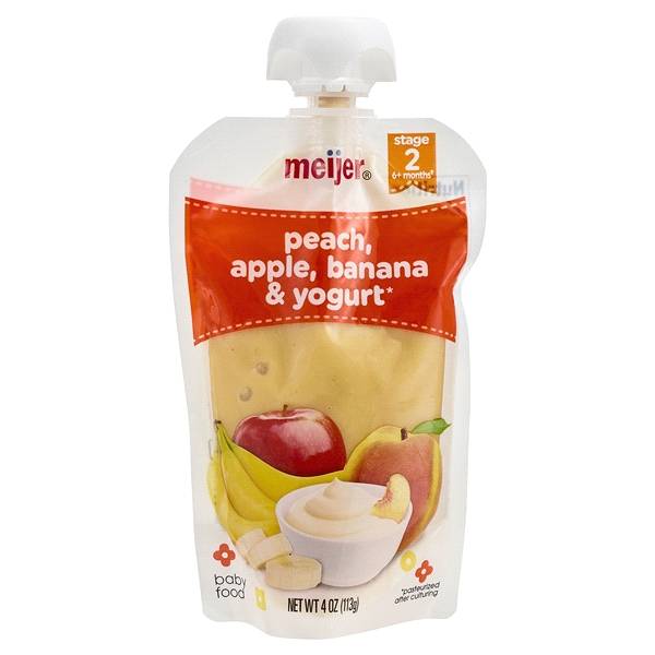 Meijer Peach, Apple, Banana, and Yogurt Baby Food Pouch, 4 oz