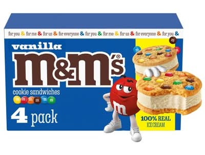 M&M's Ice Cream Cookie Sandwiches, Vanilla (4 x 4 fl oz)