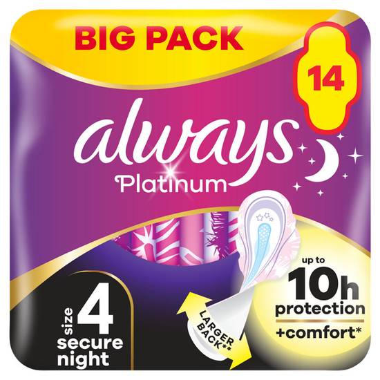 Platinum Secure Night (Size 4) Sanitary Towels Wings