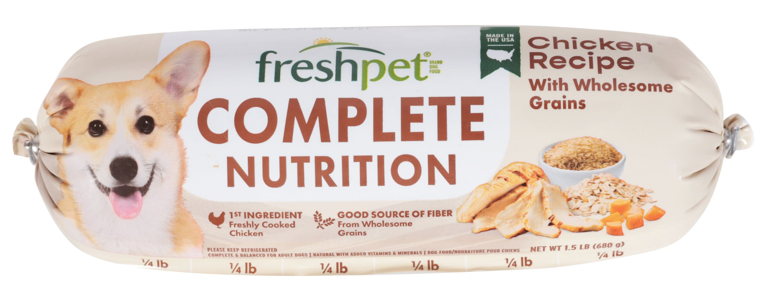 Freshpet Complete Nutrition Dog Food, Chicken, Adult (1.5 lbs)