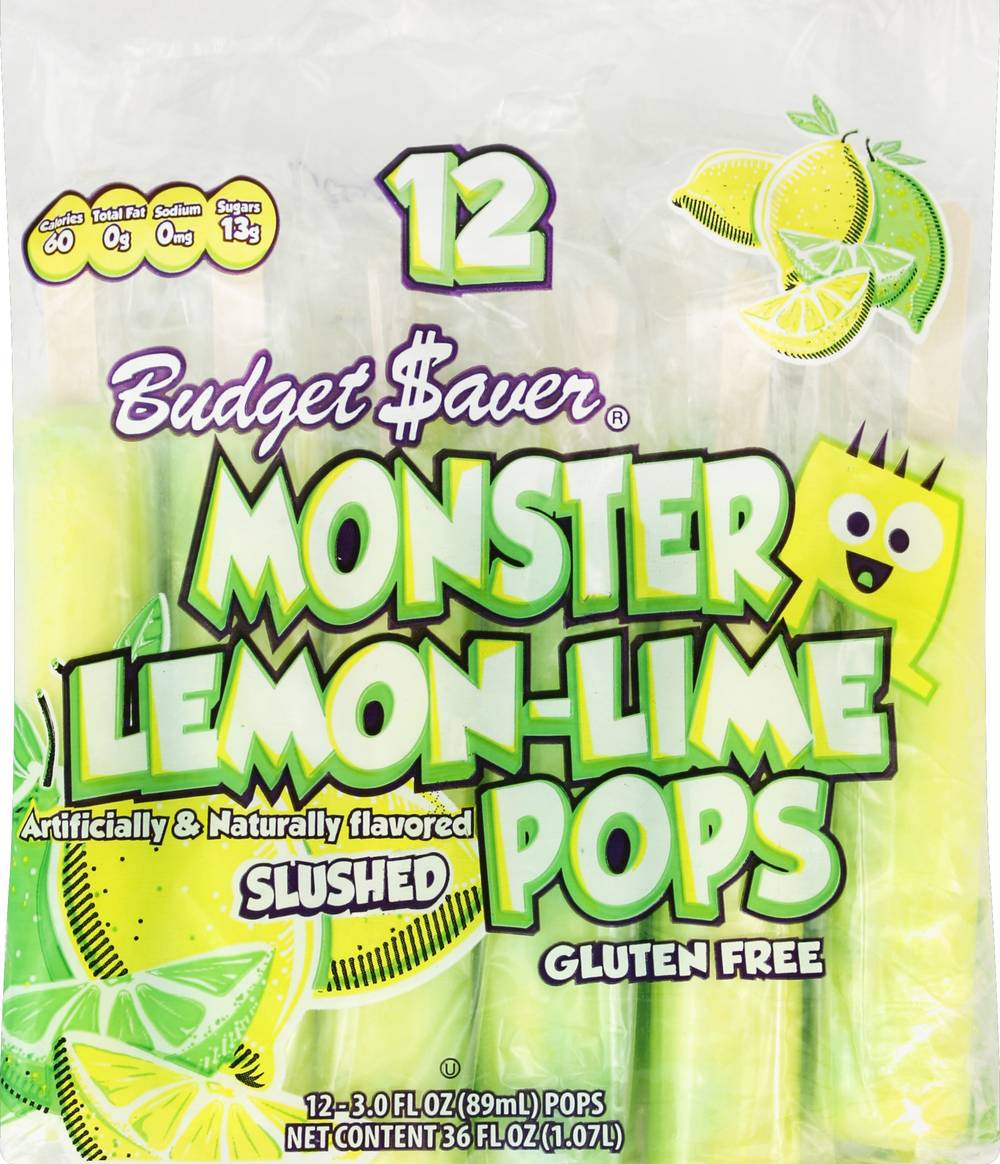 Budget Saver Gluten Free Slushed Lemon-Lime Monster Pops (2.34 lbs)